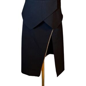 MICHELLE MASON Chic Black Pencil Skirt w Gold Zipper